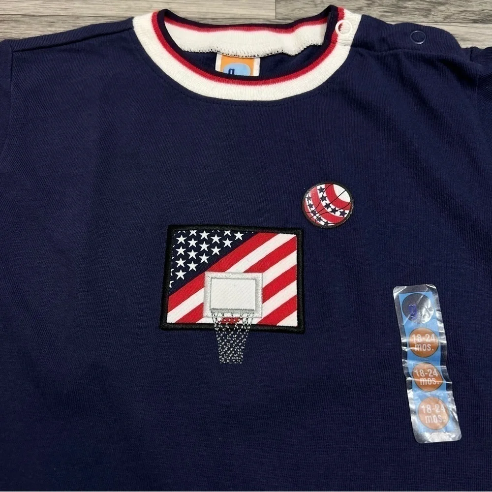 Gymboree Patriotic Basketball T-Shirt Top Vintage 2001 Baby Boys 18-24 mo.‎ New
